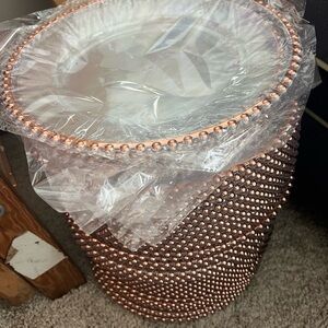 Rose Gold Disposable Plates with Textured Design